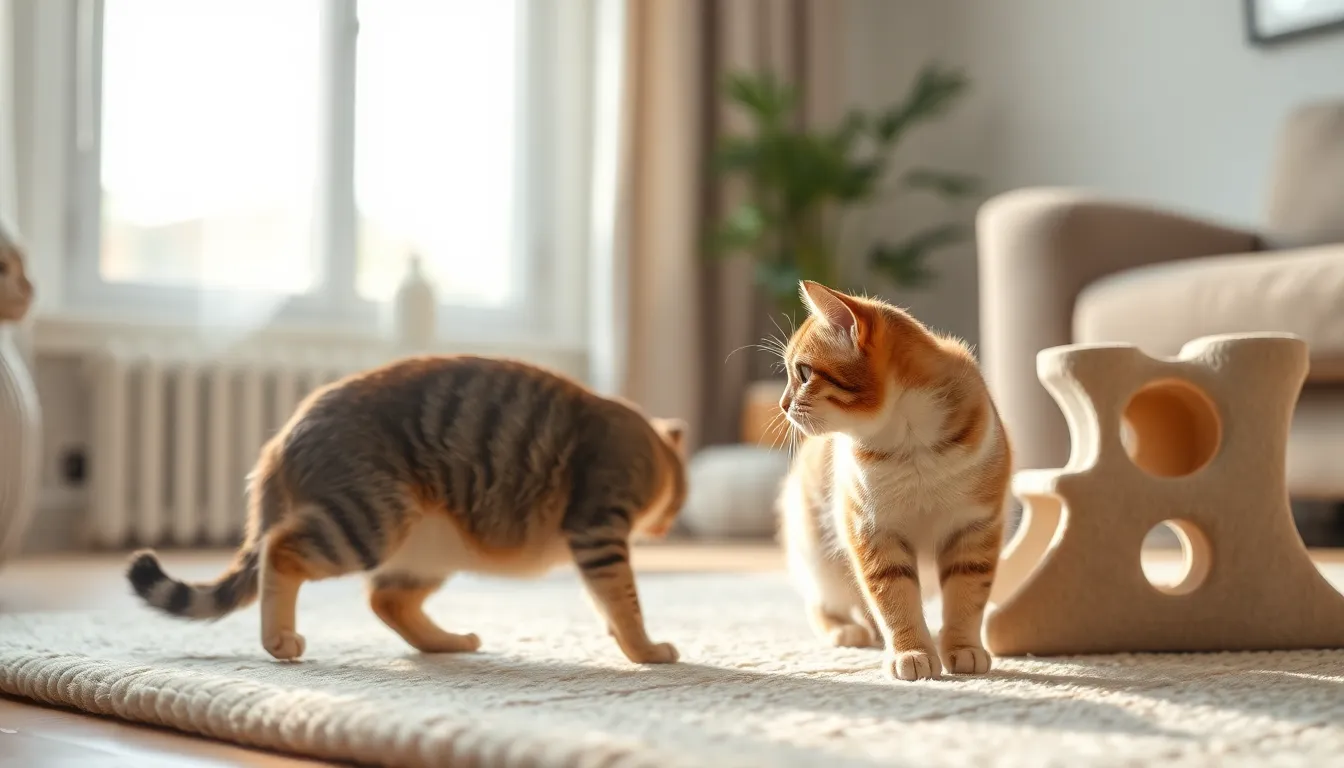 고양이와 함께 놀아주는 모습