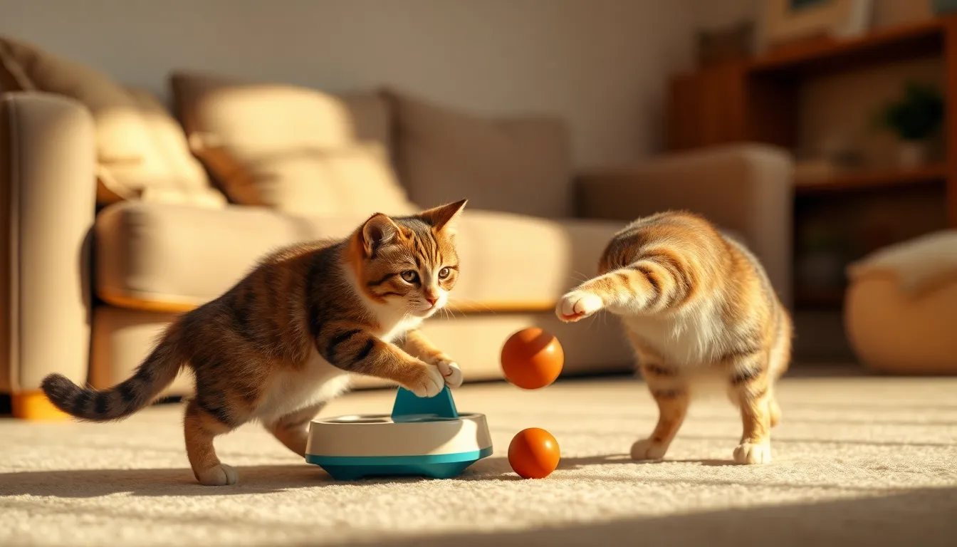 놀이로 즐겁게 운동하는 고양이