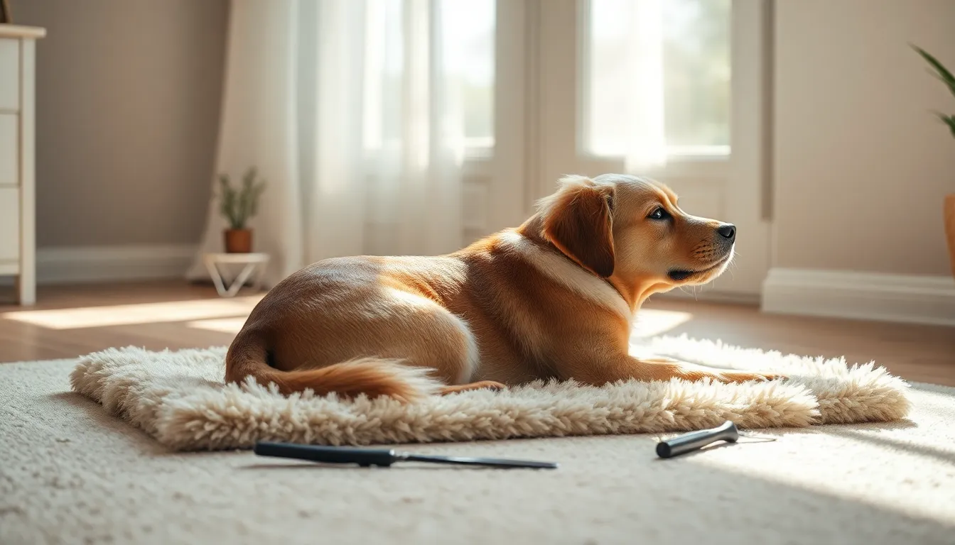 강아지 털 빗는 모습