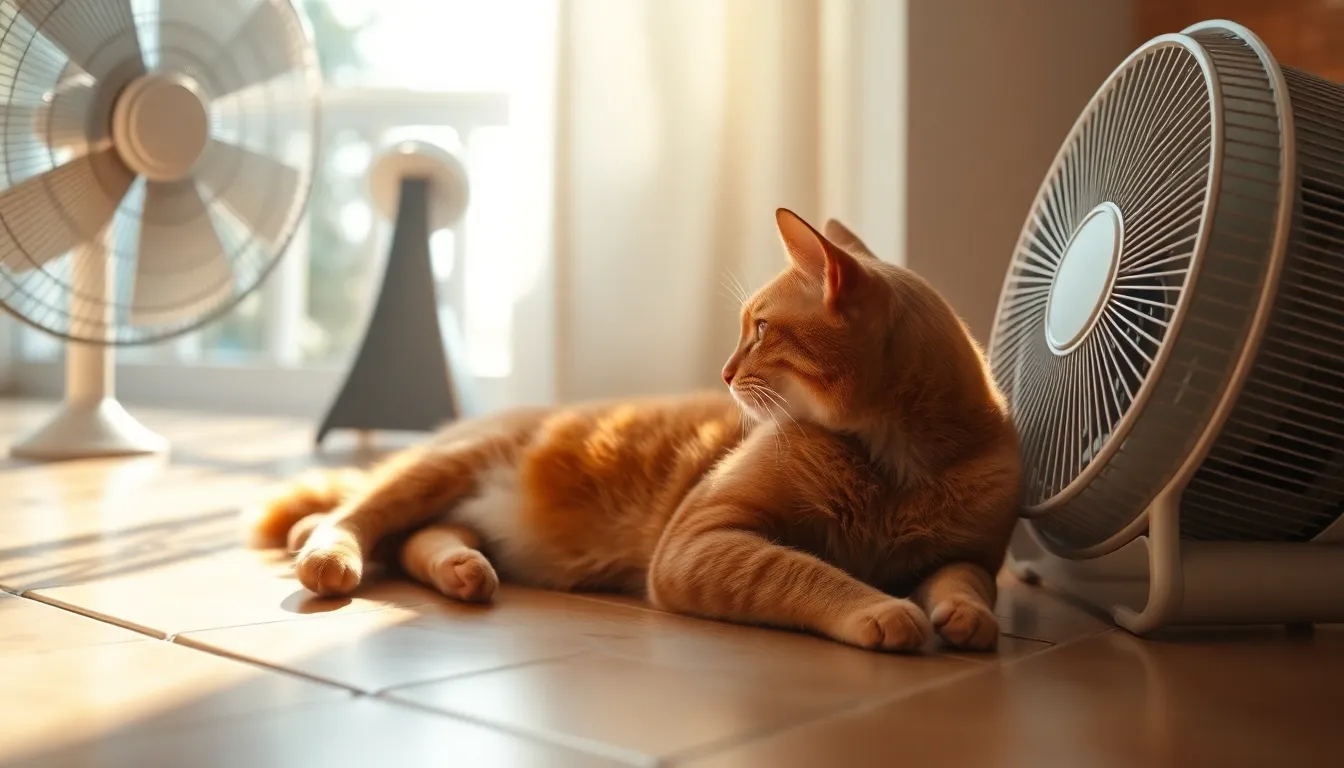 여름철 고양이와 놀아주는 모습