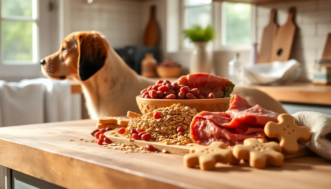 귀여운 강아지가 직접 만든 간식을 먹고 있는 모습