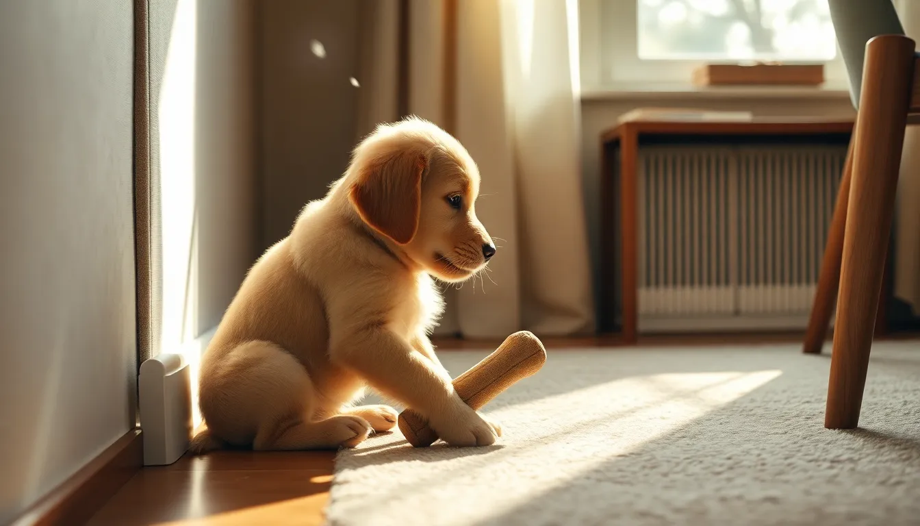 반려견이 긁지 말아야 할 가구에 관심을 보이는 모습