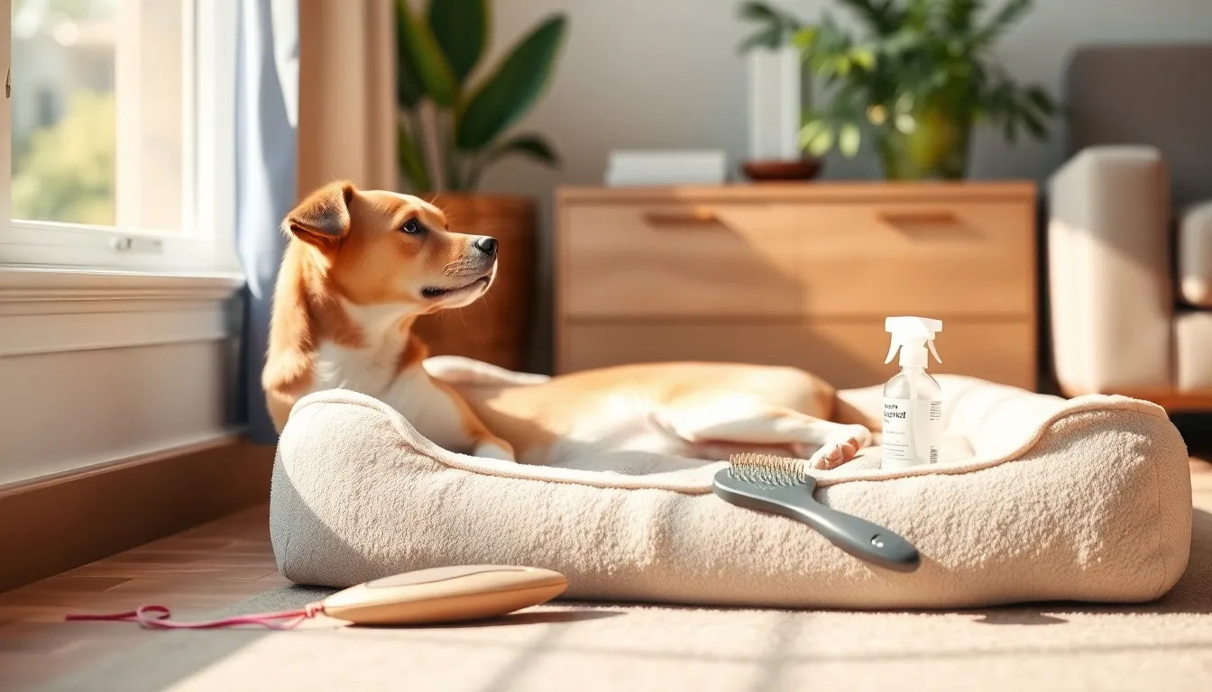 강아지 빗질하는 모습