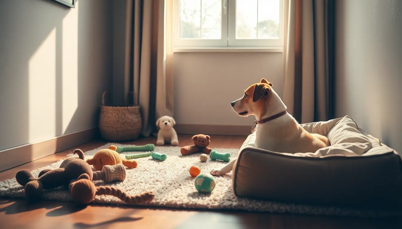 활기찬 강아지가 잔디밭에서 행복하게 뛰어노는 모습