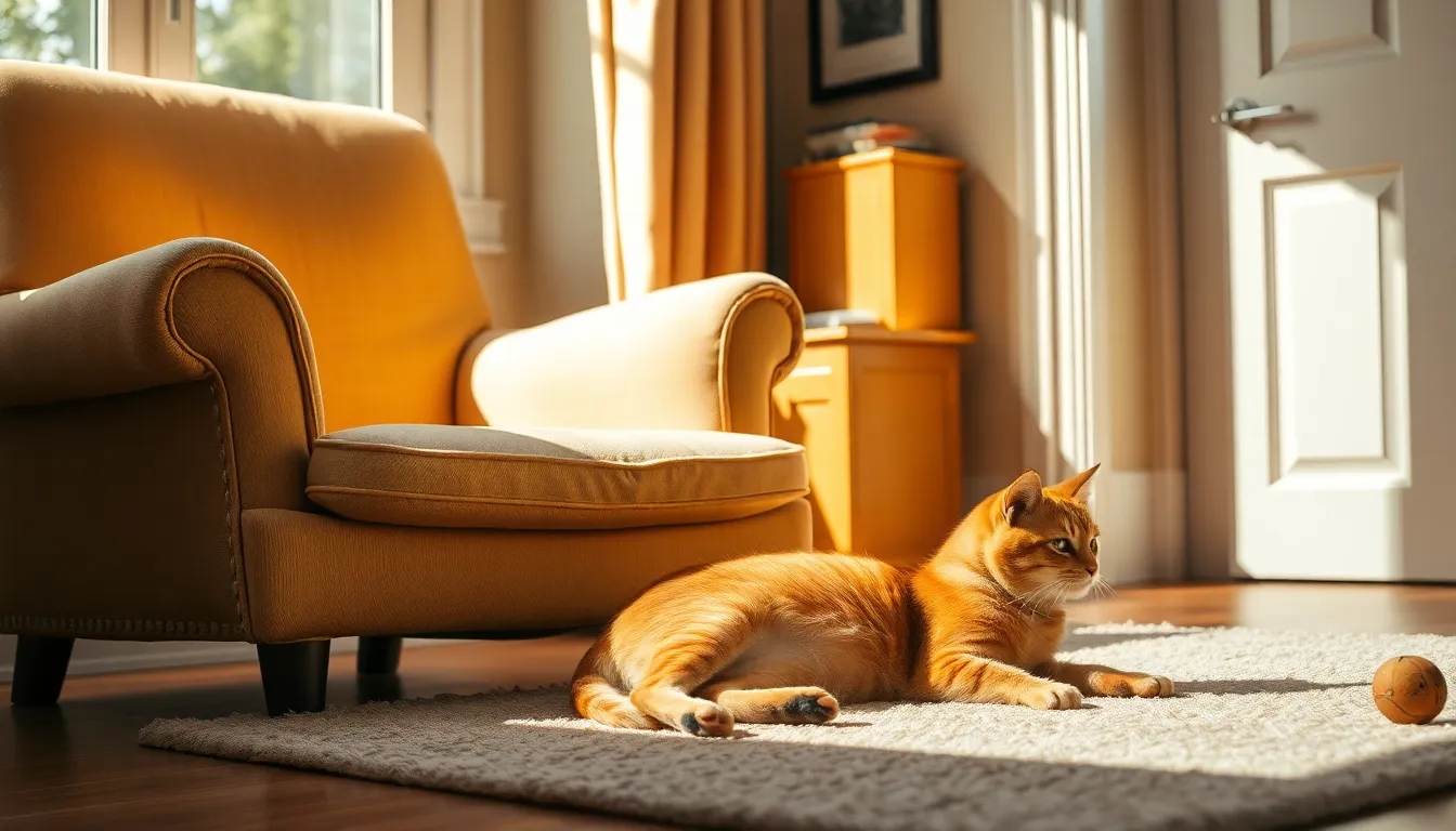 침대에 앉아있는 귀여운 랙돌 고양이