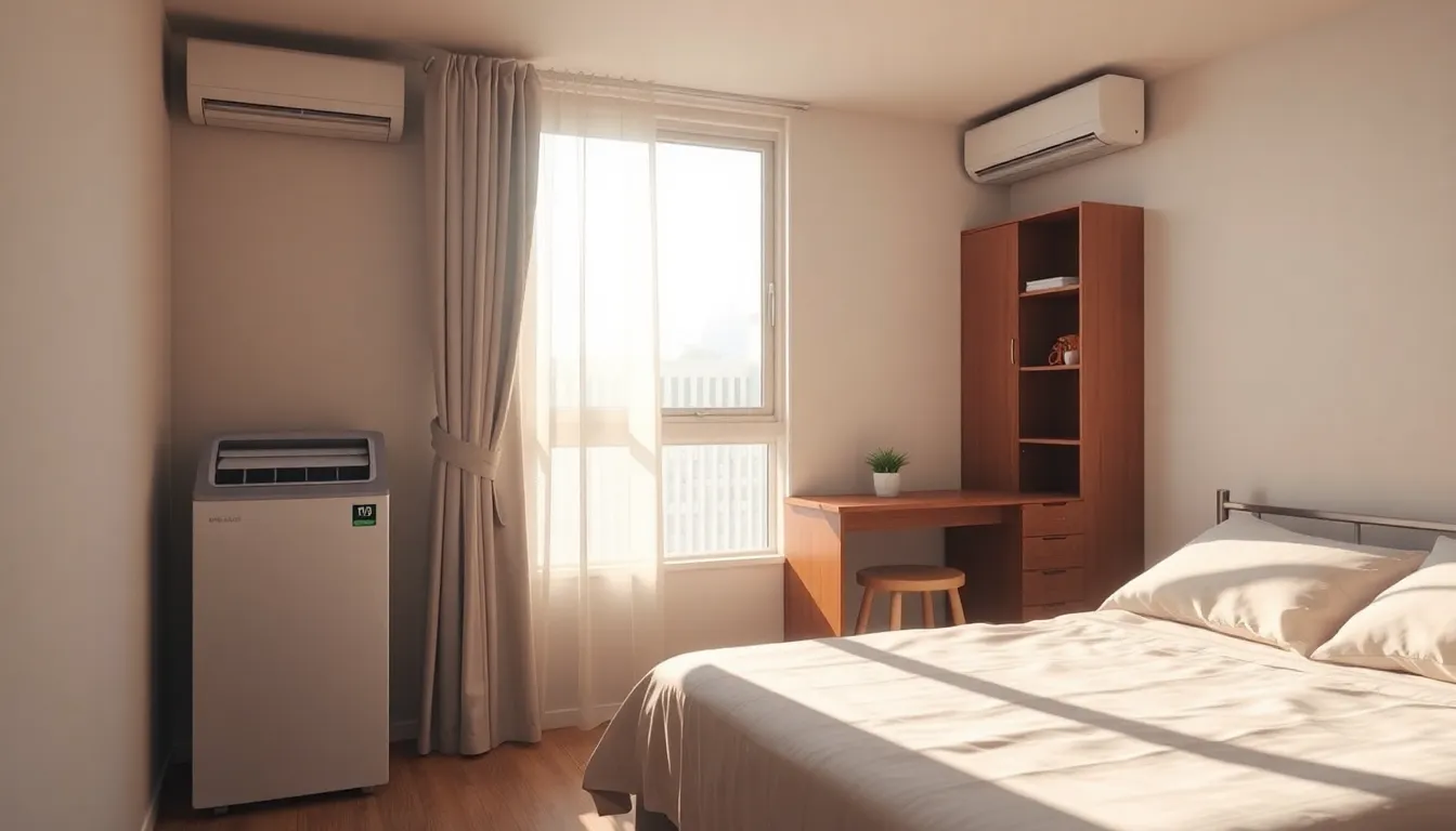 자취방에서 반려동물과 함께 에어컨을 사용하는 모습