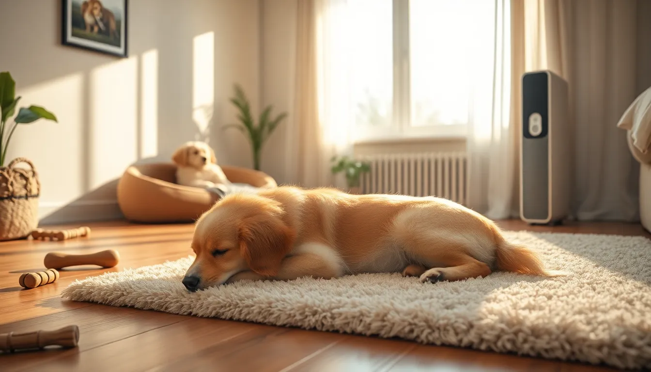 깨끗한 실내에서 반려견이 편안하게 휴식하는 모습