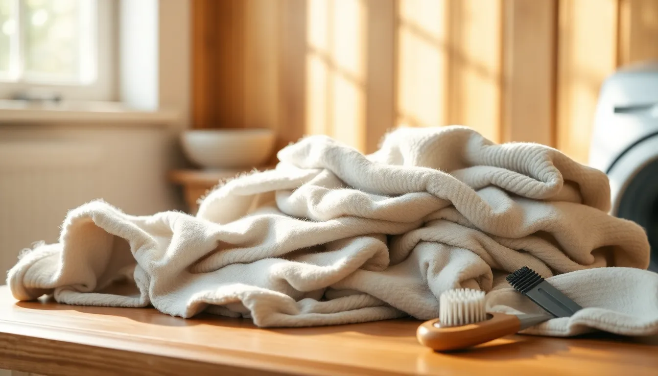 고양이 털 묻은 옷을 관리하는 모습