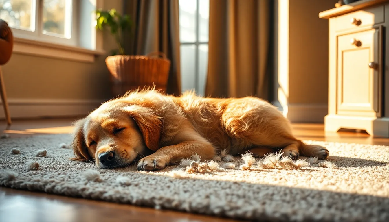 털갈이 시기 강아지 털 관리 모습