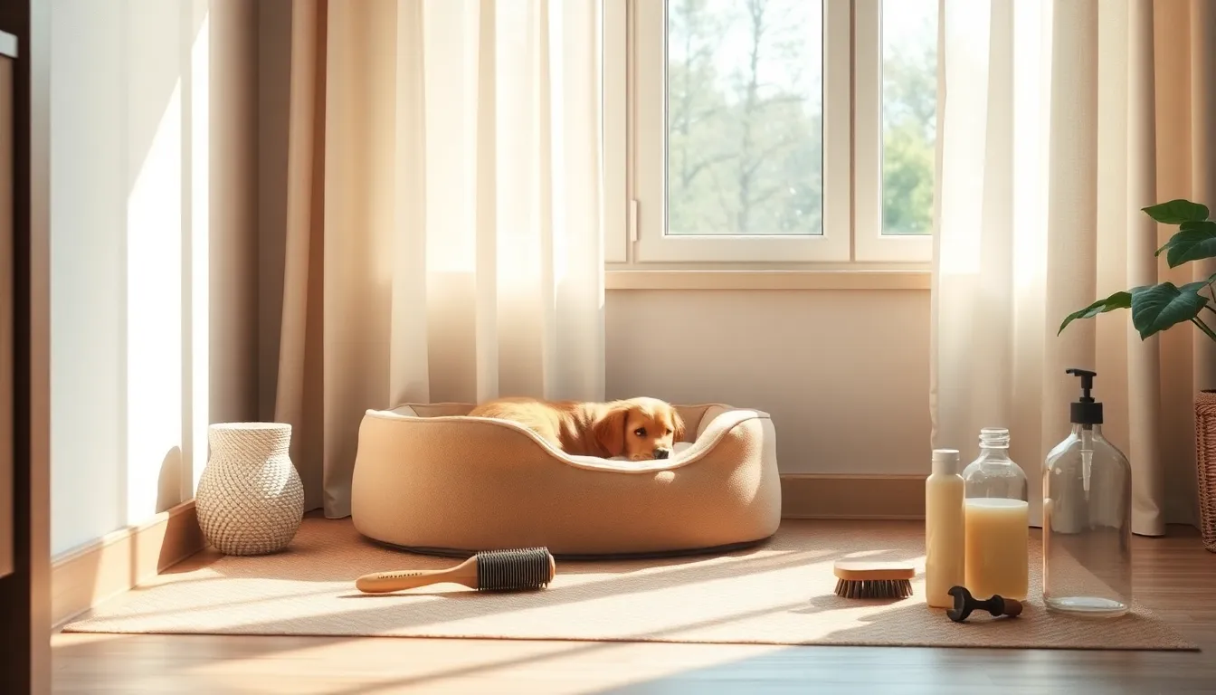 강아지 털 관리 모습