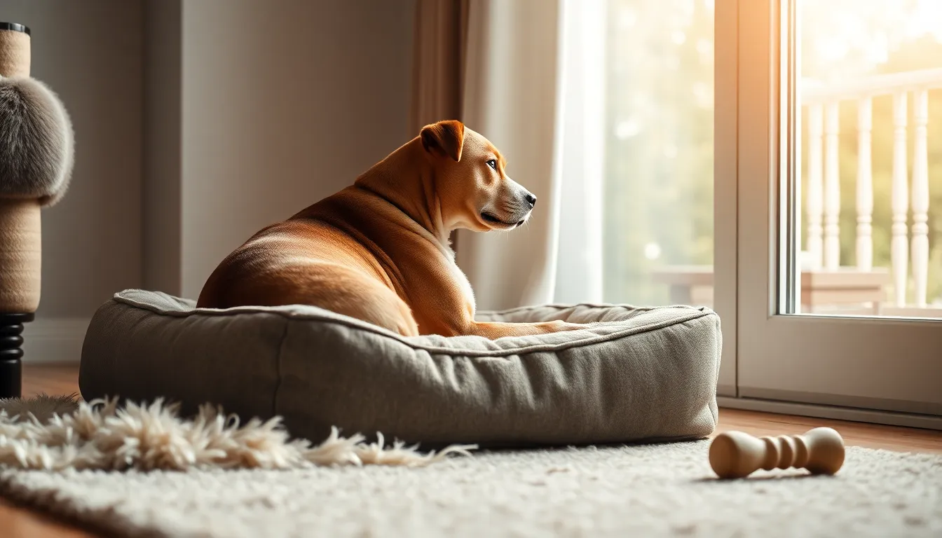 빗질하는 반려견과 보호자의 모습