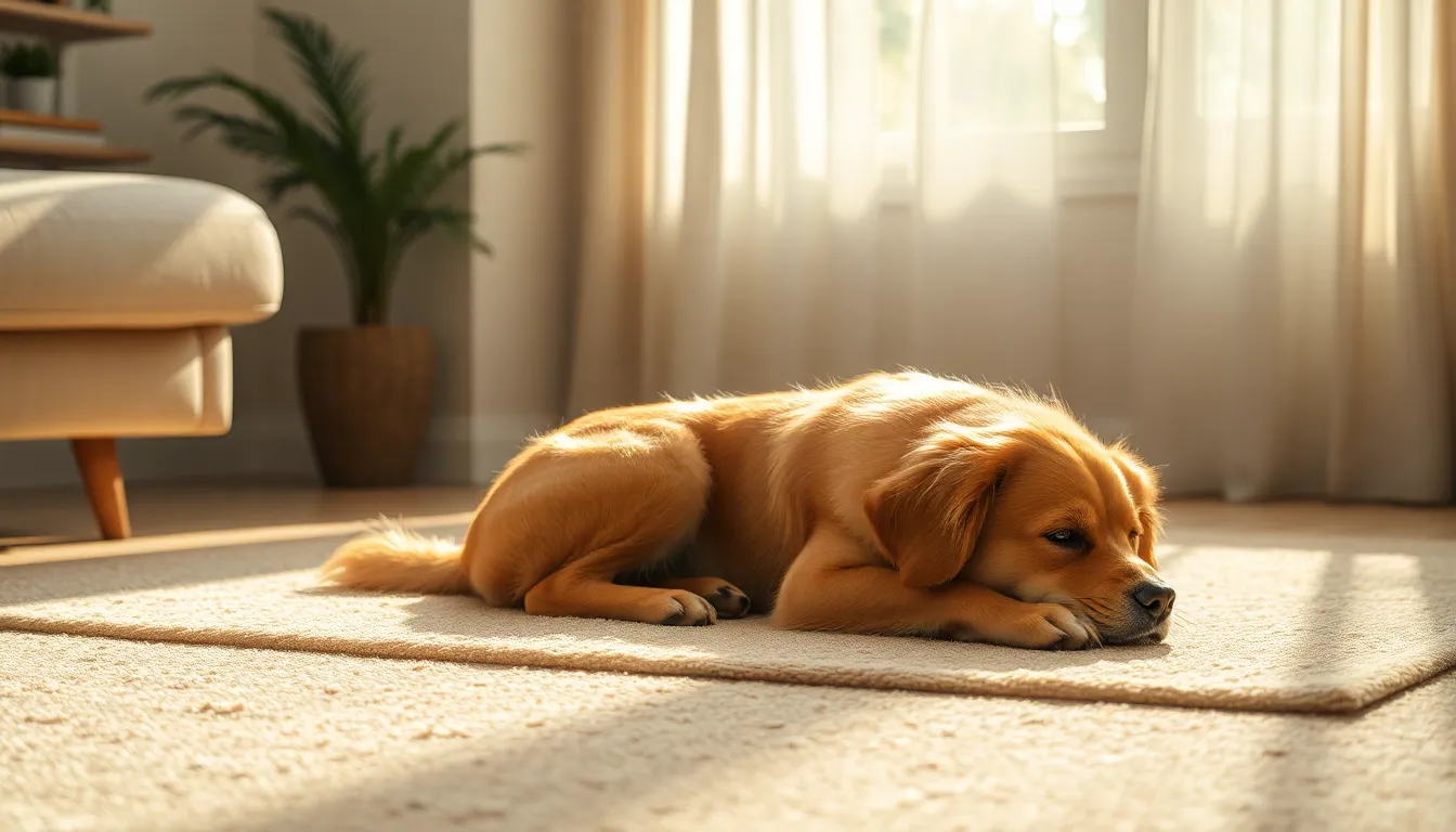 털갈이 중인 골든 리트리버 빗질하기